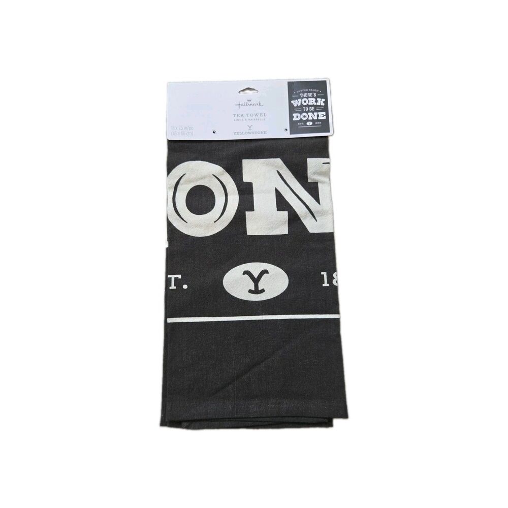 NWT Hallmark Yellowstone Dutton Ranch Black White Tea Towel 18x26